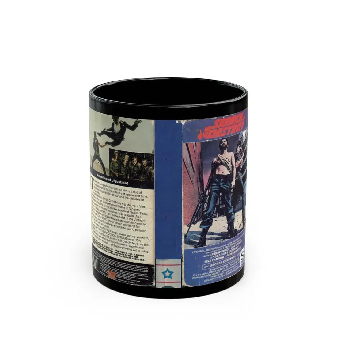 SEARCH AND DESTROY (VHS COVER) - Black Coffee Mug 11oz - Go Mug Yourself