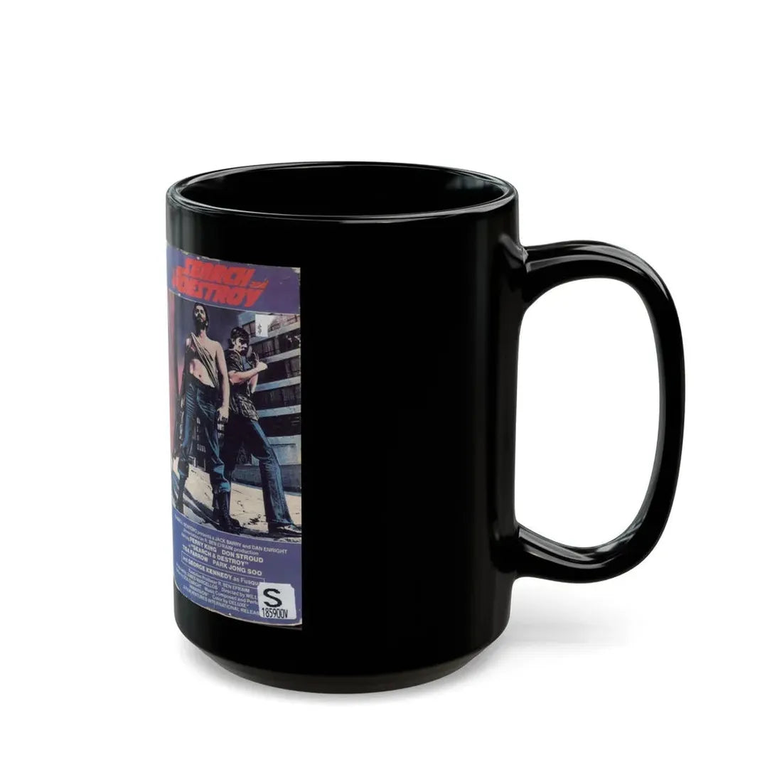 SEARCH AND DESTROY (VHS COVER) - Black Coffee Mug - Go Mug Yourself