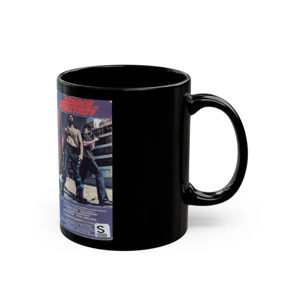 SEARCH AND DESTROY (VHS COVER) - Black Coffee Mug - Go Mug Yourself