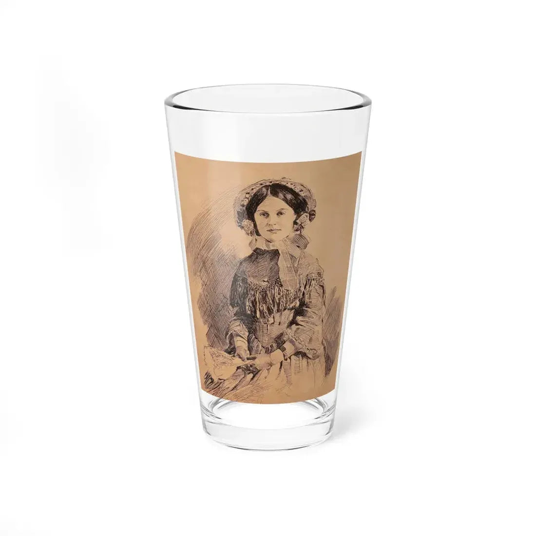 Seated Woman with a Fan (Magazine Illustration) Pint Glass 16oz 16oz - Go Mug Yourself