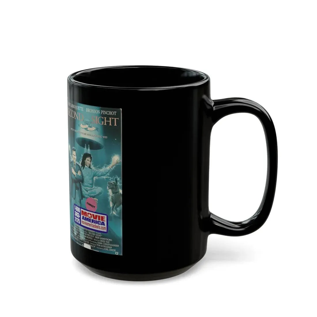 SECOND SIGHT JOHN LARROQUETTE BRONSON PINCHOT (VHS COVER) - Black Coffee Mug - Go Mug Yourself