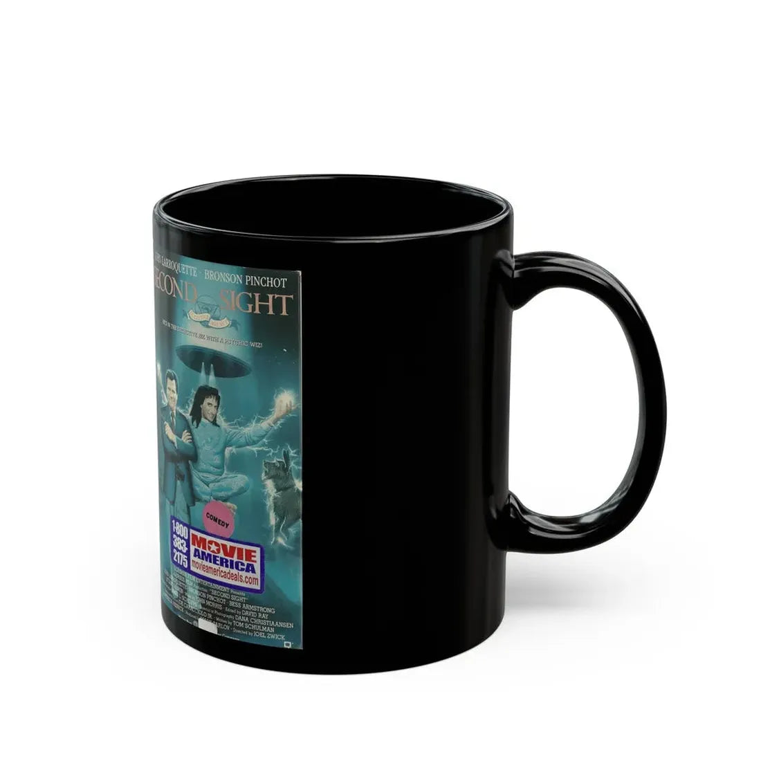 SECOND SIGHT JOHN LARROQUETTE BRONSON PINCHOT (VHS COVER) - Black Coffee Mug - Go Mug Yourself
