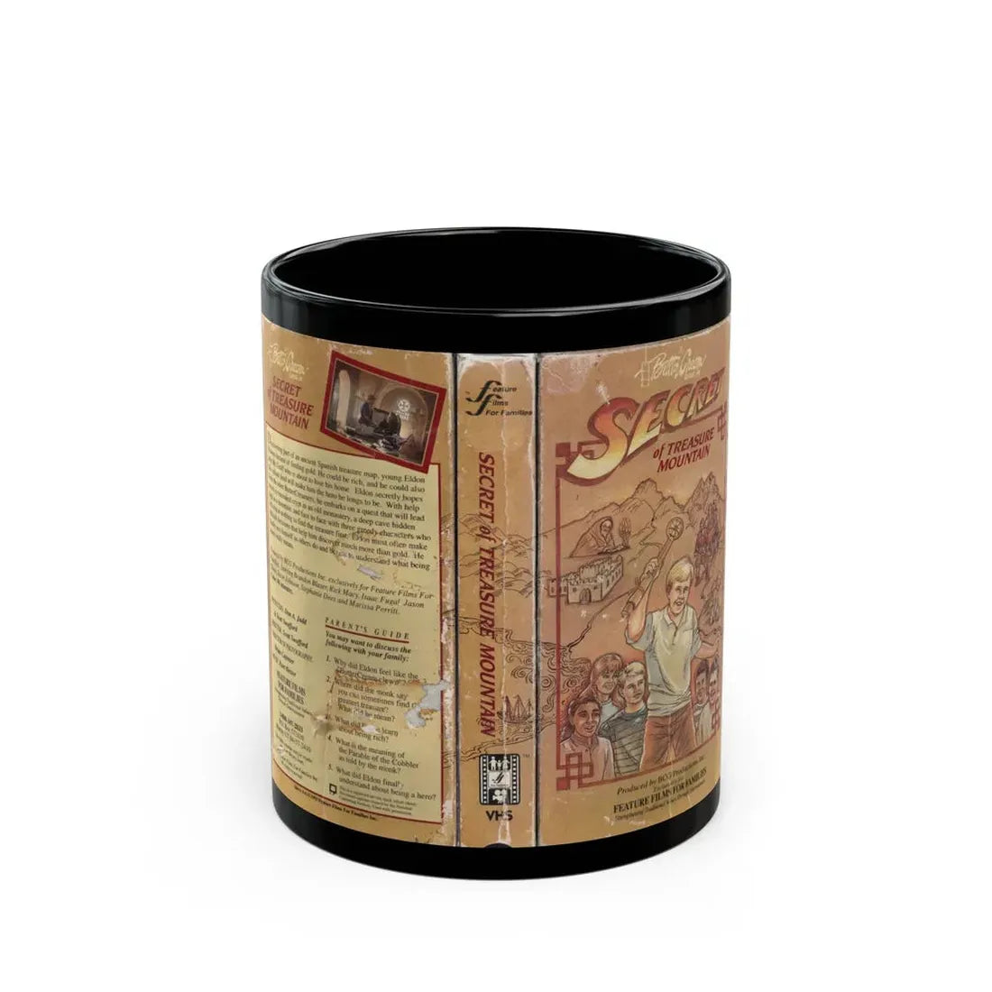 SECRET OF TREASURE MOUNTAIN (VHS COVER) - Black Coffee Mug 11oz - Go Mug Yourself