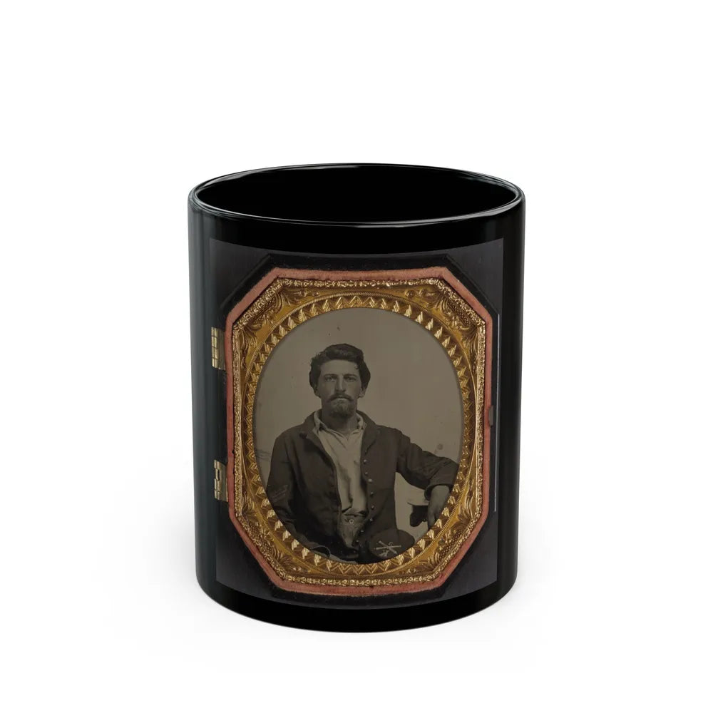 Sergeant Philip Almeron Faatz Of Co. K And Co. A, 3rd New York Light Artillery Battery, In Uniform With Co. K Kepi (U.S. Civil War) Black Coffee Mug-11oz-Go Mug Yourself