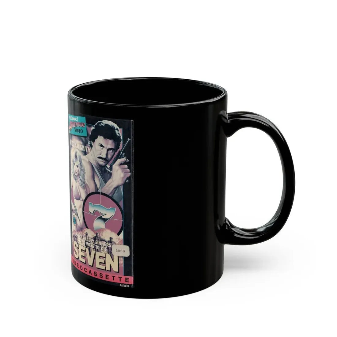 SEVEN SYBIL DANNINGS ADVENTURE VIDEO (VHS COVER) - Black Coffee Mug - Go Mug Yourself