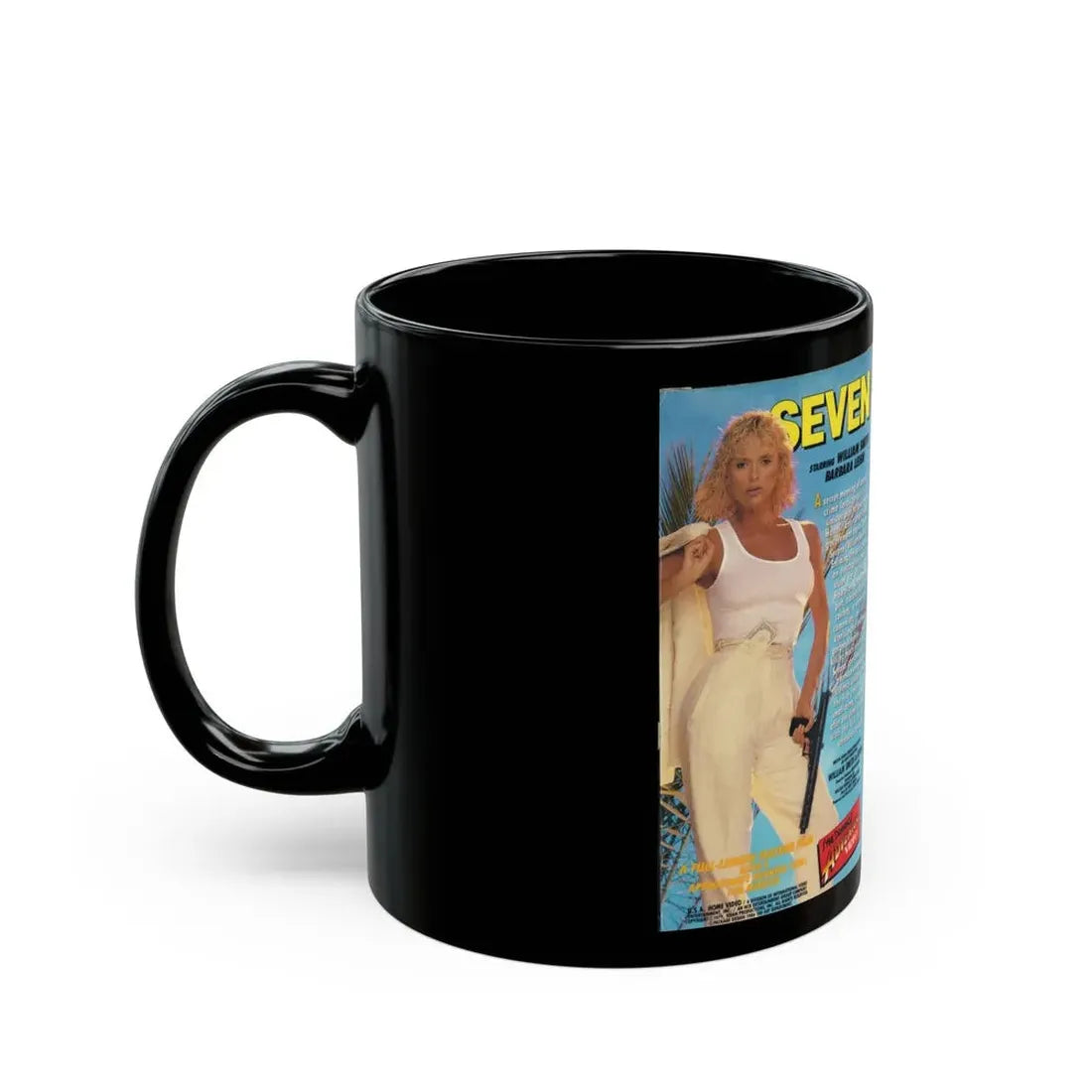 SEVEN SYBIL DANNINGS ADVENTURE VIDEO (VHS COVER) - Black Coffee Mug - Go Mug Yourself