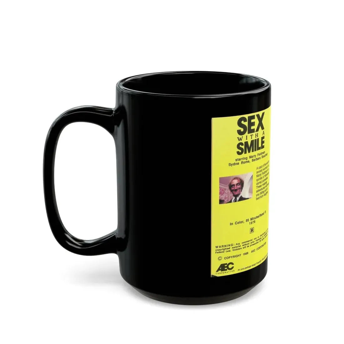 SEX WITH A SMILE STARRING MARTY FELDMAN SEXPLOITATION (VHS COVER) - Black Coffee Mug - Go Mug Yourself