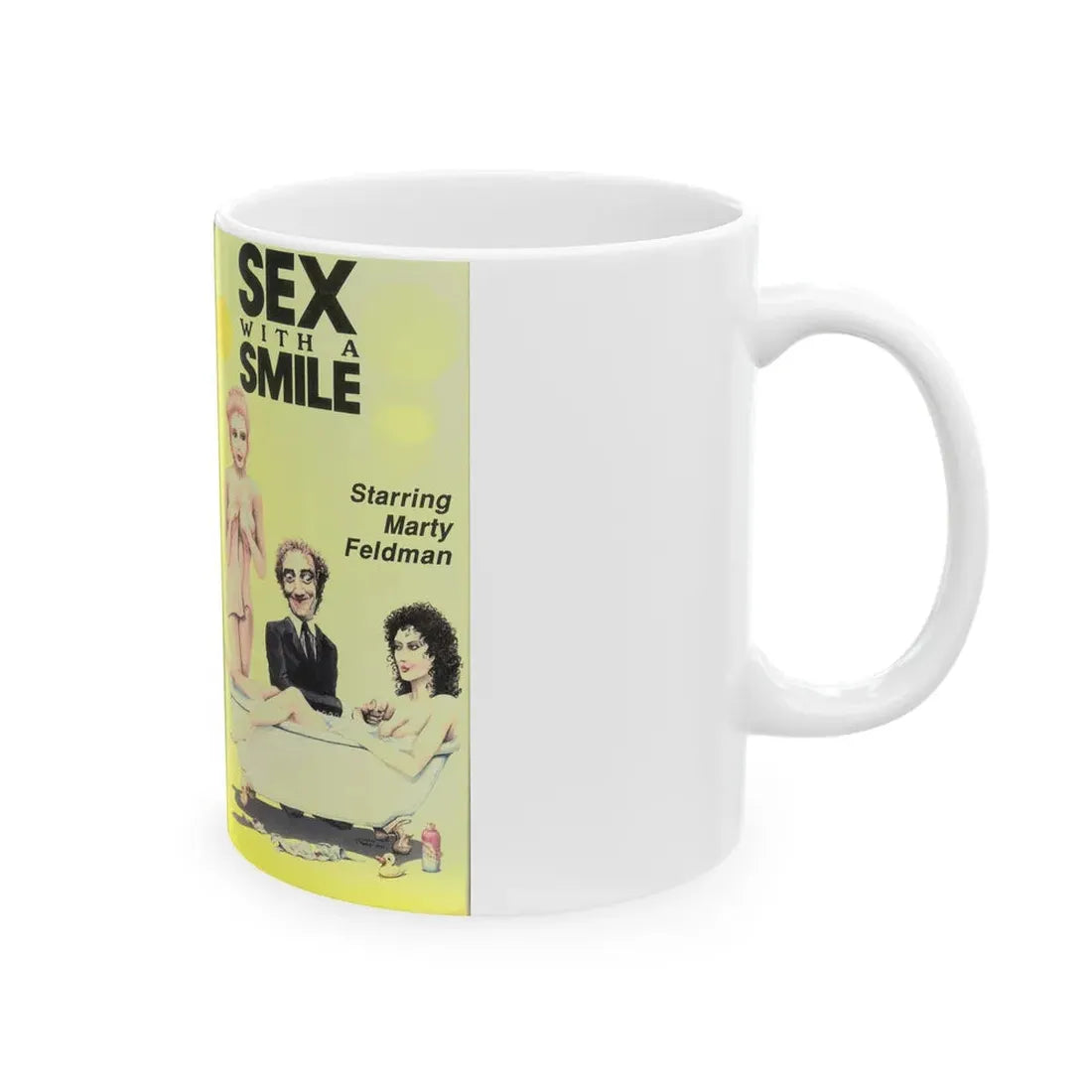 SEX WITH A SMILE STARRING MARTY FELDMAN SEXPLOITATION (VHS COVER) - White Coffee Mug - Go Mug Yourself