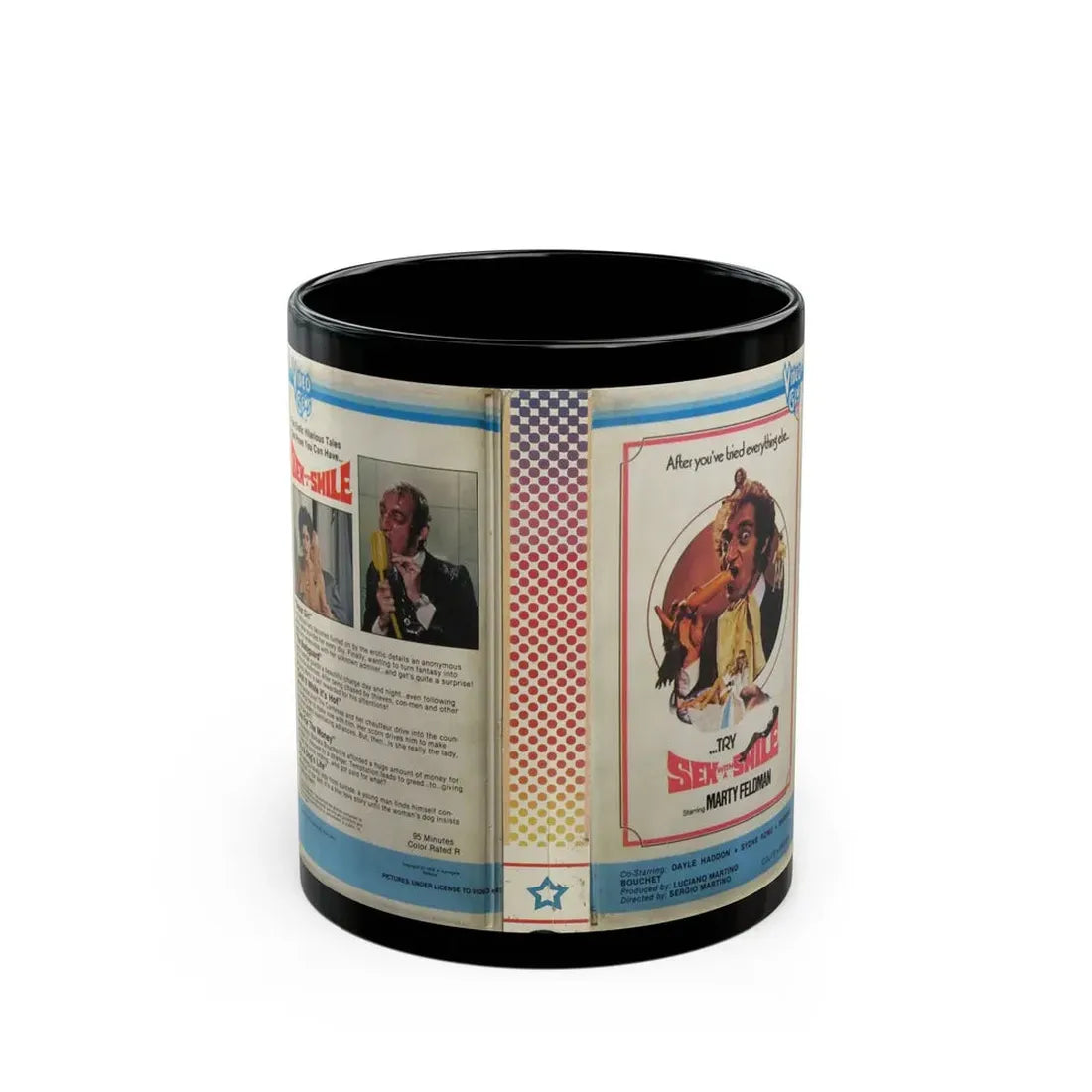SEX WITH A SMILE STARRING MARTY FELDMAN (VHS COVER) - Black Coffee Mug 11oz - Go Mug Yourself