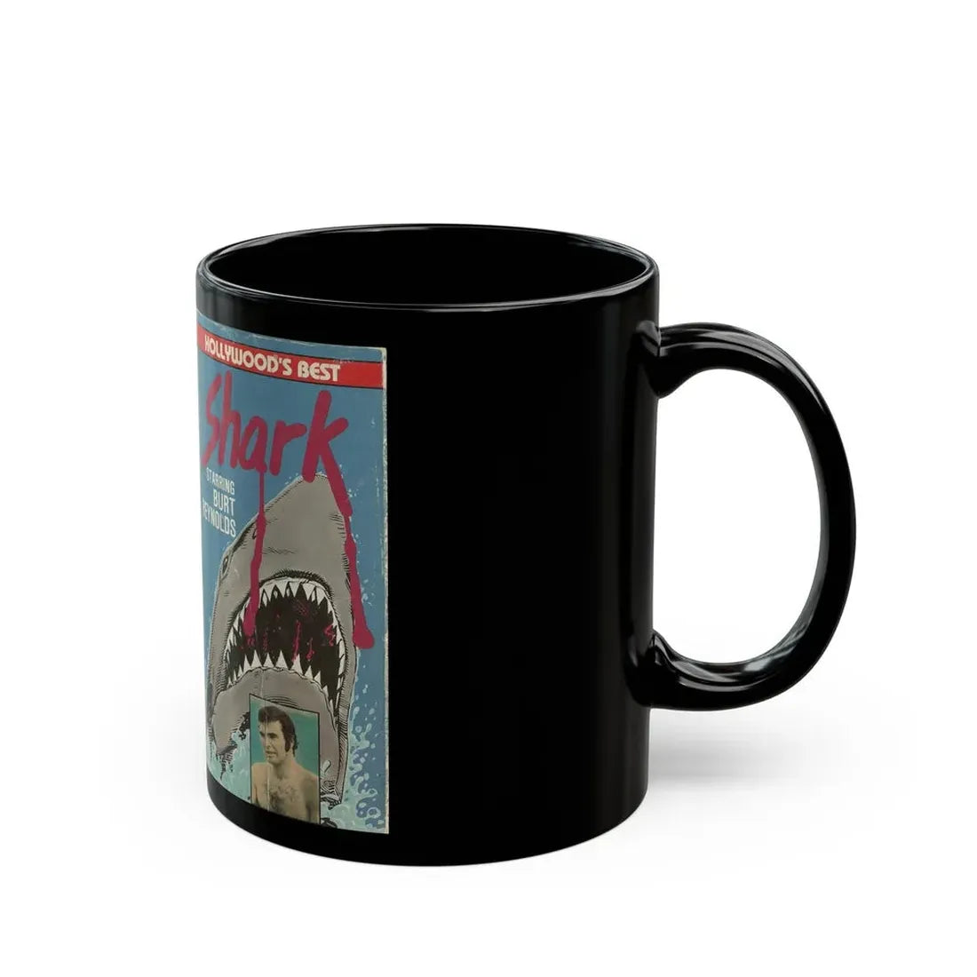 SHARK STARRING BURT REYNOLDS (VHS COVER) - Black Coffee Mug - Go Mug Yourself
