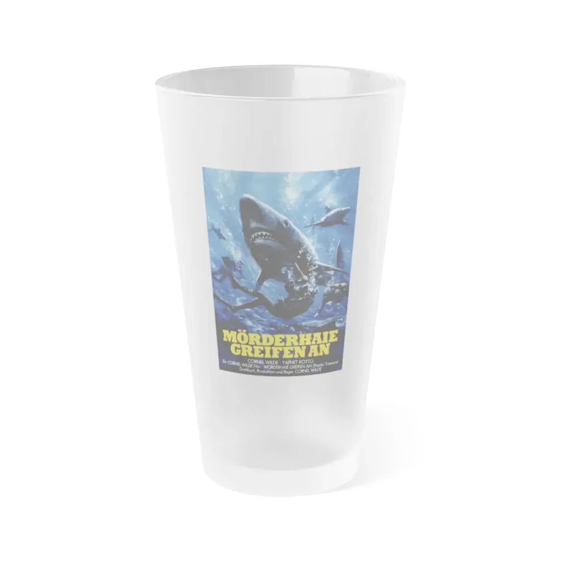 SHARKS TREASURE (GERMAN) 1975 Movie Poster - Frosted Pint Glass 16oz 16oz Frosted - Go Mug Yourself