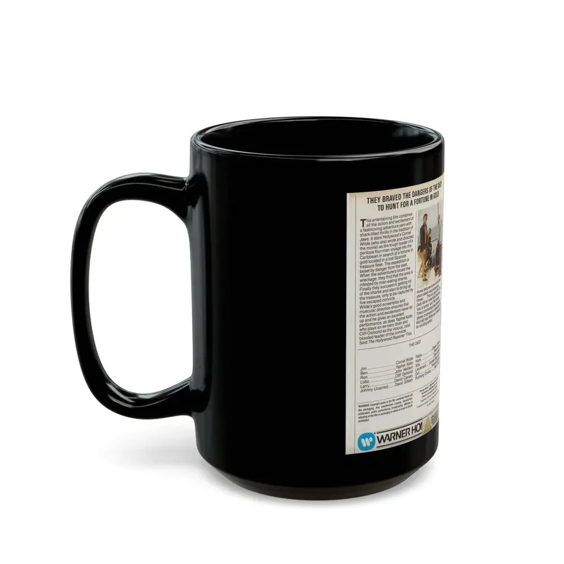 SHARKS TREASURE WARNER HOME VIDEO (VHS COVER) - Black Coffee Mug - Go Mug Yourself