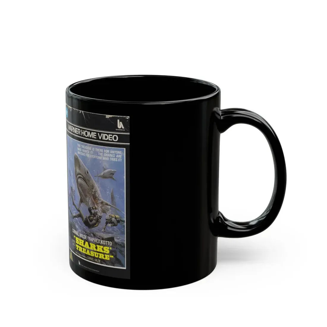 SHARKS TREASURE WARNER HOME VIDEO (VHS COVER) - Black Coffee Mug - Go Mug Yourself