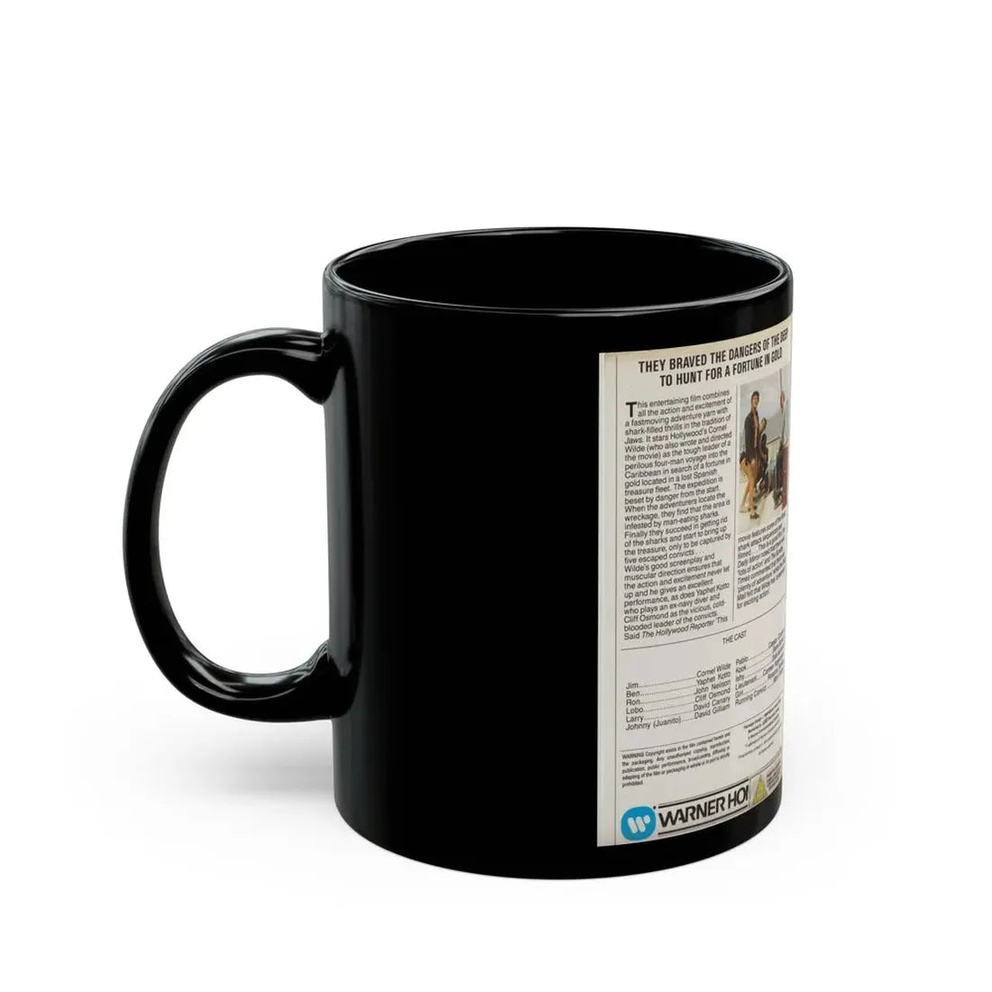 SHARKS TREASURE WARNER HOME VIDEO (VHS COVER) - Black Coffee Mug - Go Mug Yourself