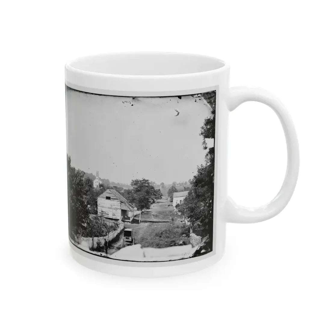 Sharpsburg, Md. View With Episcopal Church In Distance (U.S. Civil War) White Coffee Mug - Go Mug Yourself