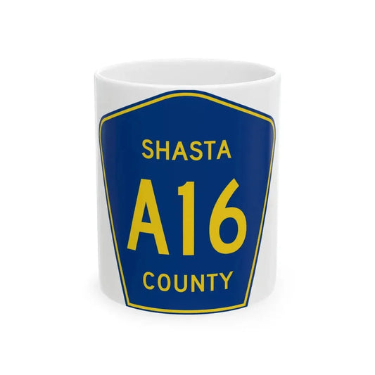 Shasta County A16 (California) (Road Sign) White Coffee Mug 11oz - Go Mug Yourself