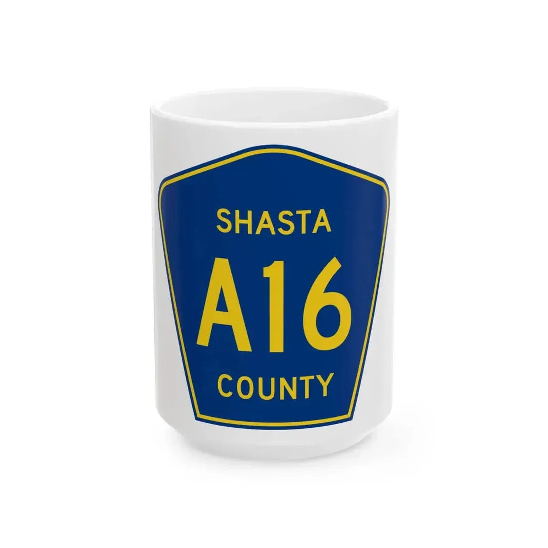 Shasta County A16 (California) (Road Sign) White Coffee Mug 15oz - Go Mug Yourself