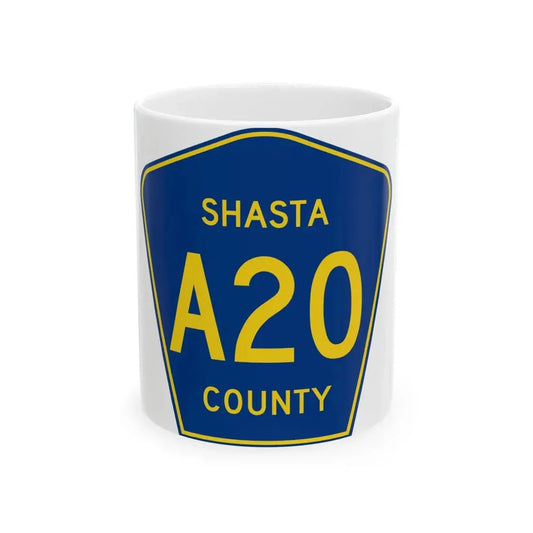 Shasta County A20 (California) (Road Sign) White Coffee Mug 11oz - Go Mug Yourself