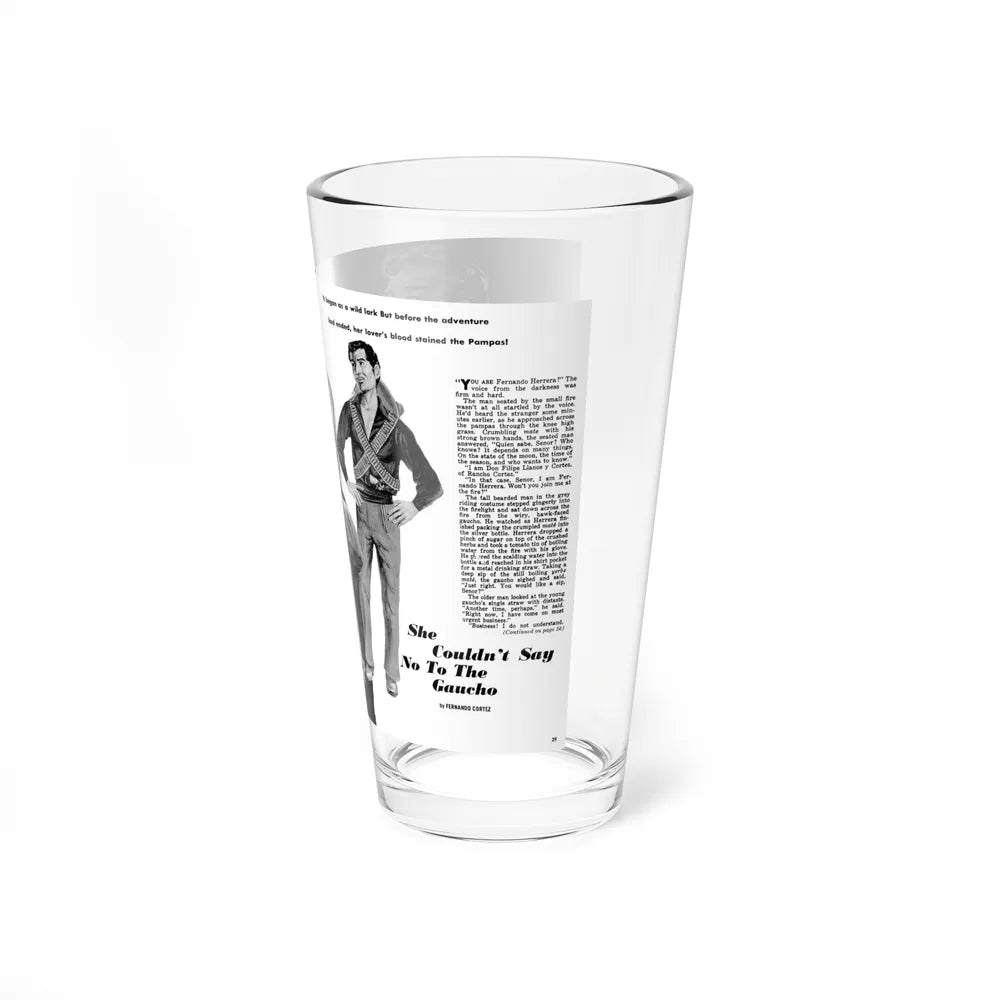 She Couldn't Say No To The Gaucho, Man's Best, June 1966 (Magazine Illustration) Pint Glass 16oz - Go Mug Yourself