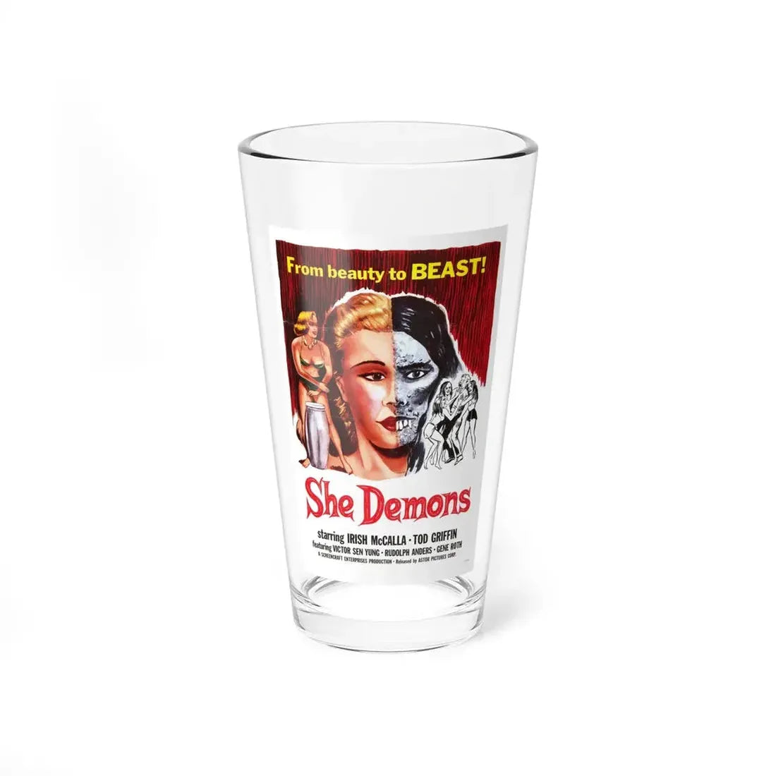 SHE DEMONS 1958 Movie Poster - Pint Glass 16oz 16oz - Go Mug Yourself