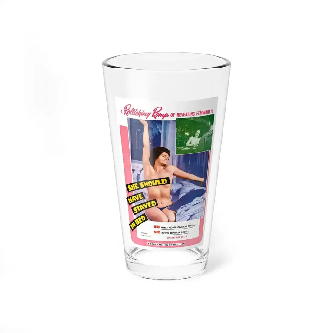 SHE SHOULD HAVE STAYED IN BED 1963 Movie Poster - Pint Glass 16oz 16oz - Go Mug Yourself