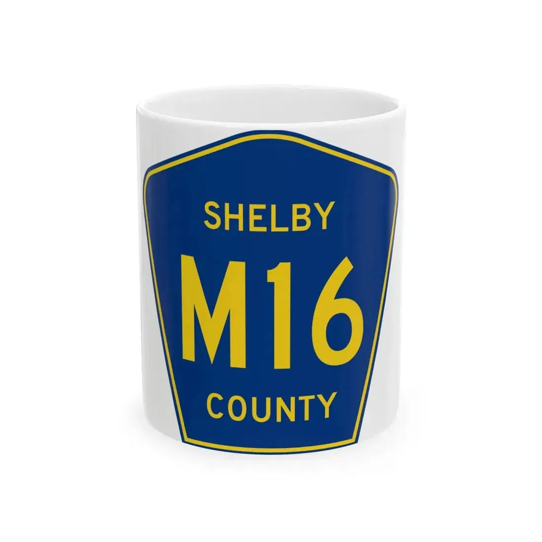 Shelby County Route M16 IA (Iowa) (Road Sign) White Coffee Mug 11oz - Go Mug Yourself