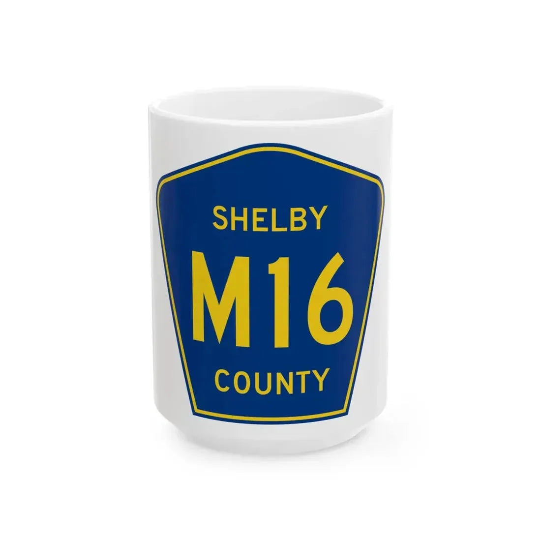 Shelby County Route M16 IA (Iowa) (Road Sign) White Coffee Mug 15oz - Go Mug Yourself