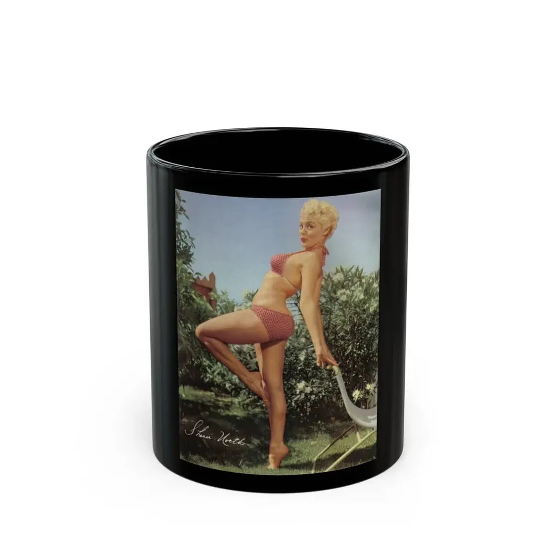 Sheree North #100 (Vintage Female Icon) Black Coffee Mug 11oz - Go Mug Yourself