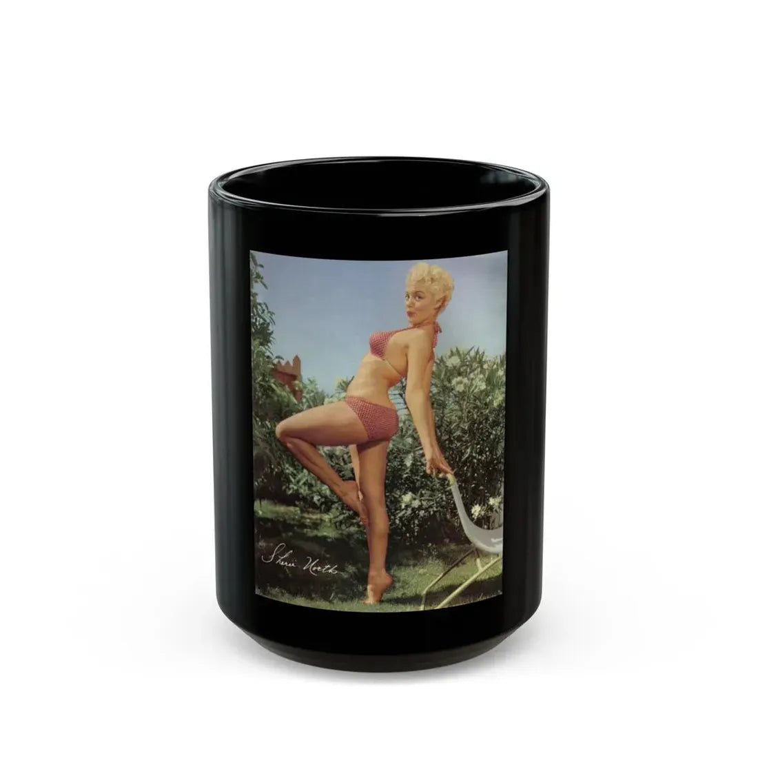 Sheree North #100 (Vintage Female Icon) Black Coffee Mug 15oz - Go Mug Yourself