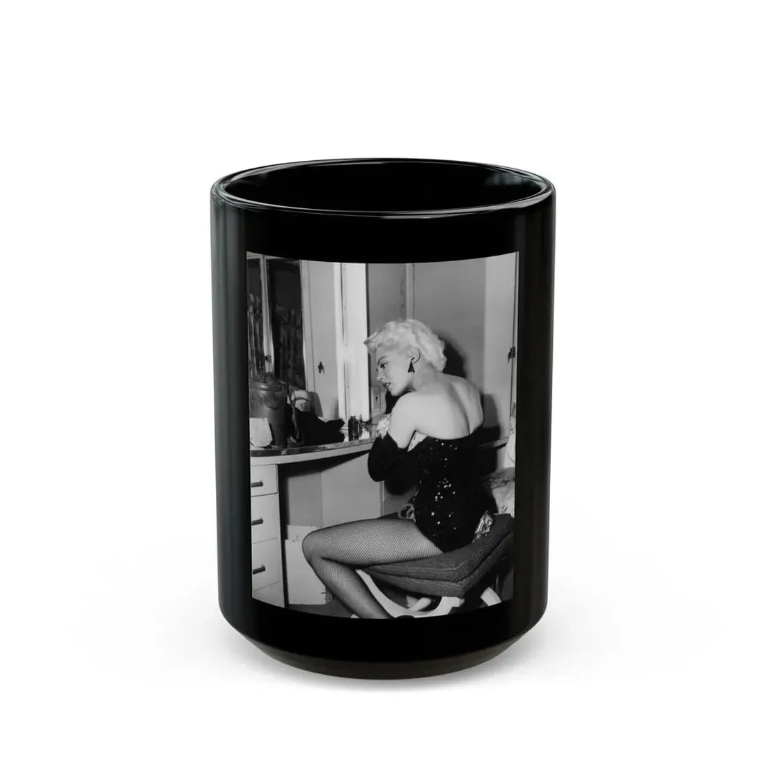 Sheree North #112 (Vintage Female Icon) Black Coffee Mug 15oz - Go Mug Yourself