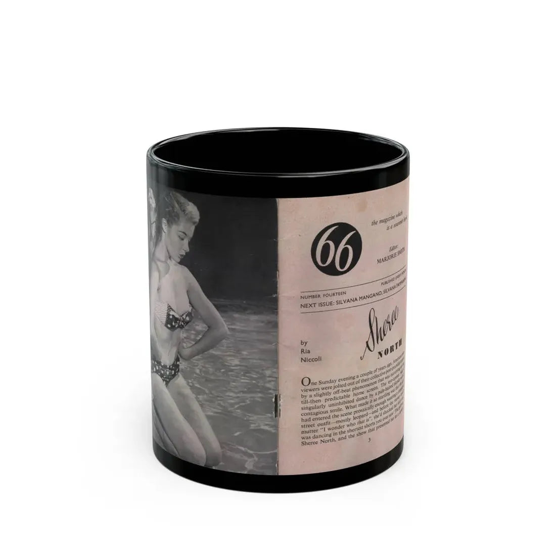 Sheree North #148 - Pages 2 & 3 from 66 PHOTOGRAPHS OF Sheree NORTH U.K. Pocket Mag. (Vintage Female Icon) Black Coffee Mug 11oz - Go Mug Yourself