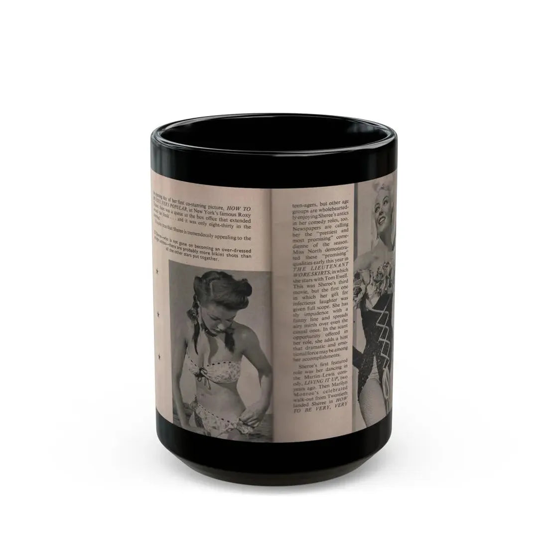 Sheree North #150 - Pages 6 & 7 from 66 PHOTOGRAPHS OF Sheree NORTH U.K. Pocket Mag. (Vintage Female Icon) Black Coffee Mug 15oz - Go Mug Yourself