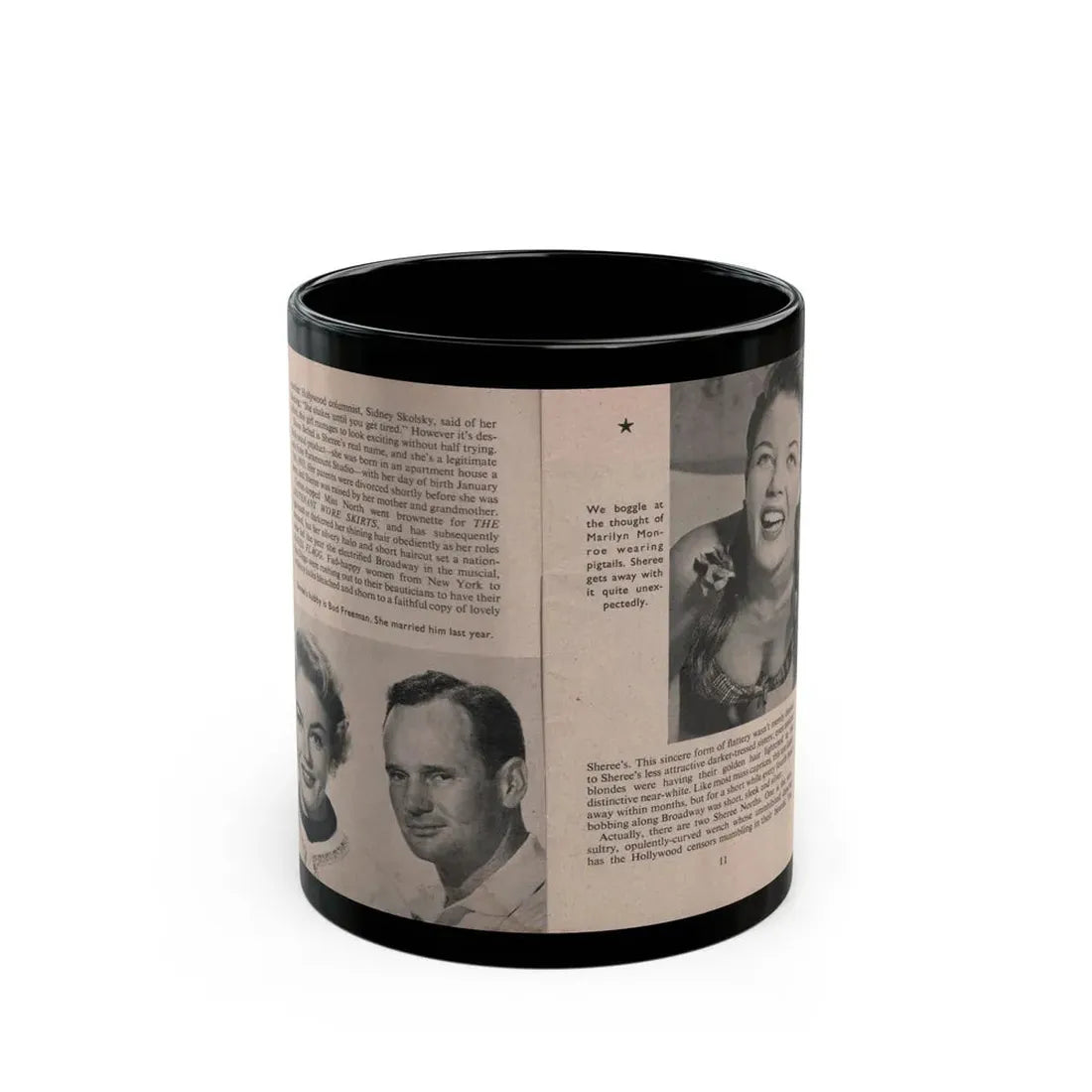 Sheree North #152 - Pages 10 & 11 from 66 PHOTOGRAPHS OF Sheree NORTH U.K. Pocket Mag. (Vintage Female Icon) Black Coffee Mug 11oz - Go Mug Yourself