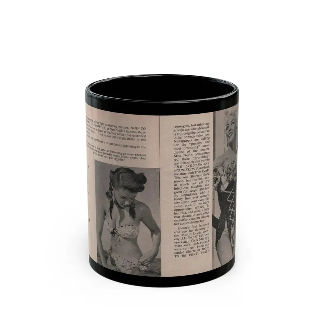 Sheree North #156 - Pages 18 & 19 from 66 PHOTOGRAPHS OF Sheree NORTH U.K. Pocket Mag. (Vintage Female Icon) Black Coffee Mug 11oz - Go Mug Yourself
