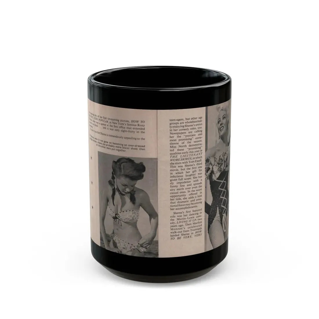 Sheree North #156 - Pages 18 & 19 from 66 PHOTOGRAPHS OF Sheree NORTH U.K. Pocket Mag. (Vintage Female Icon) Black Coffee Mug 15oz - Go Mug Yourself