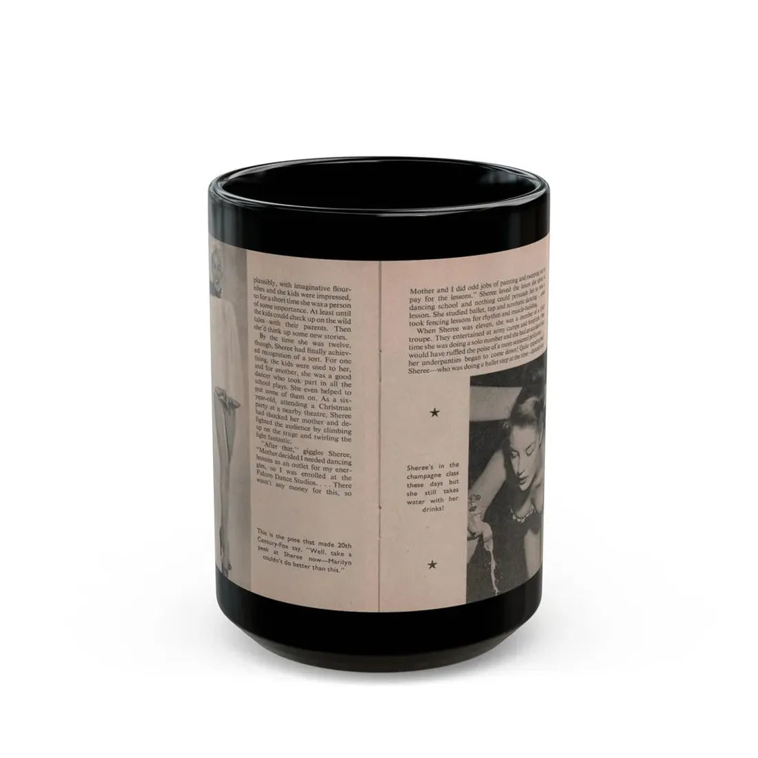 Sheree North #158 - Pages 62 & 63 from 66 PHOTOGRAPHS OF Sheree NORTH U.K. Pocket Mag. (Vintage Female Icon) Black Coffee Mug 15oz - Go Mug Yourself
