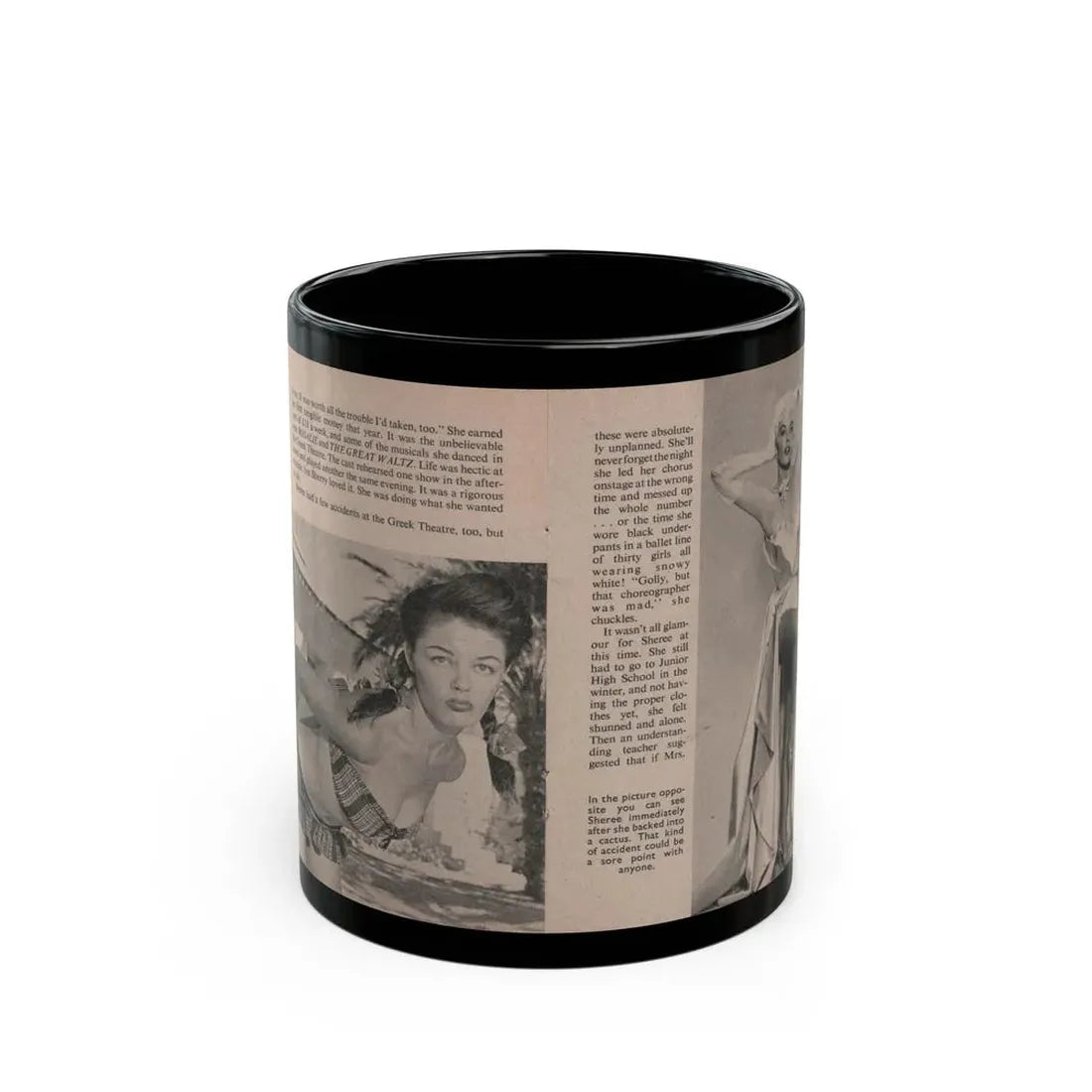 Sheree North #163 - Pages 32 & 33 from 66 PHOTOGRAPHS OF Sheree NORTH U.K. Pocket Mag. (Vintage Female Icon) Black Coffee Mug 11oz - Go Mug Yourself