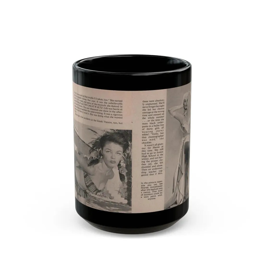 Sheree North #163 - Pages 32 & 33 from 66 PHOTOGRAPHS OF Sheree NORTH U.K. Pocket Mag. (Vintage Female Icon) Black Coffee Mug 15oz - Go Mug Yourself