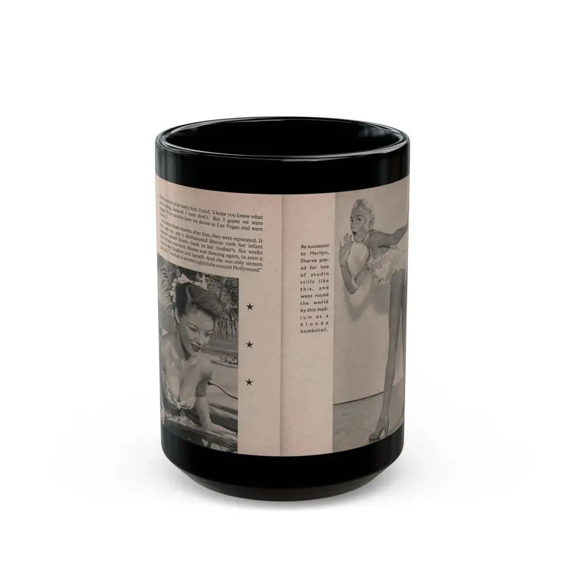Sheree North #166 - Pages 38 & 39 from 66 PHOTOGRAPHS OF Sheree NORTH U.K. Pocket Mag. (Vintage Female Icon) Black Coffee Mug 15oz - Go Mug Yourself