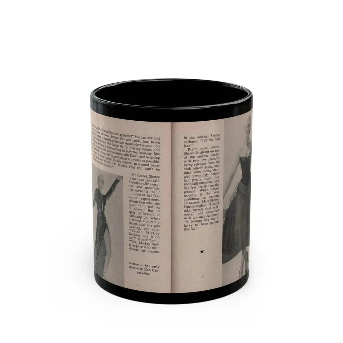 Sheree North #174 - Pages 54 & 55 from 66 PHOTOGRAPHS OF Sheree NORTH U.K. Pocket Mag. (Vintage Female Icon) Black Coffee Mug 11oz - Go Mug Yourself