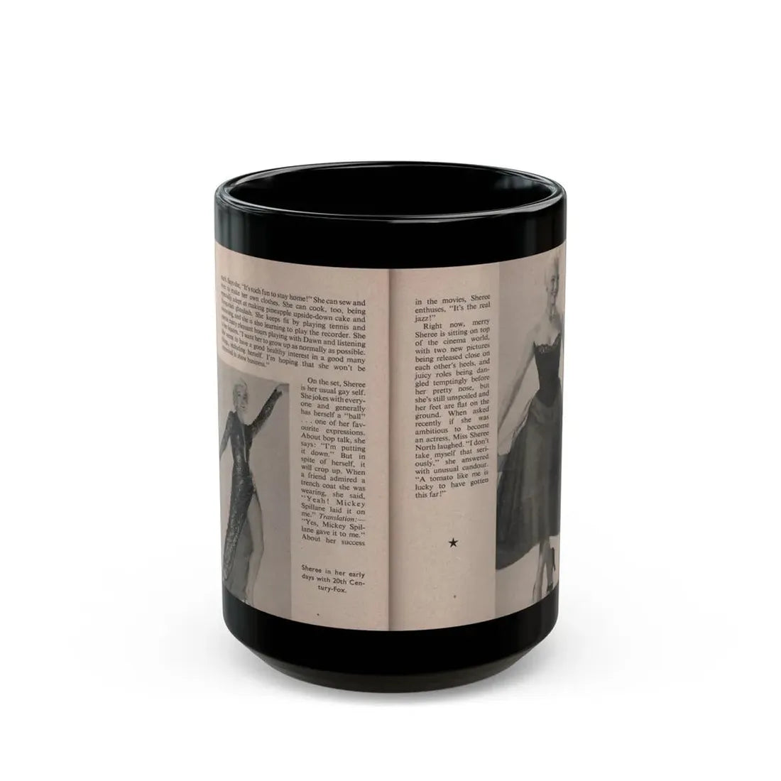 Sheree North #174 - Pages 54 & 55 from 66 PHOTOGRAPHS OF Sheree NORTH U.K. Pocket Mag. (Vintage Female Icon) Black Coffee Mug 15oz - Go Mug Yourself
