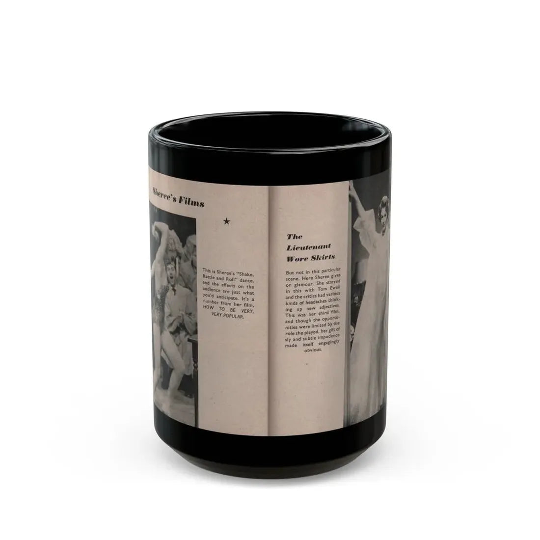 Sheree North #176 - Pages 58 & 59 from 66 PHOTOGRAPHS OF Sheree NORTH U.K. Pocket Mag. (Vintage Female Icon) Black Coffee Mug 15oz - Go Mug Yourself