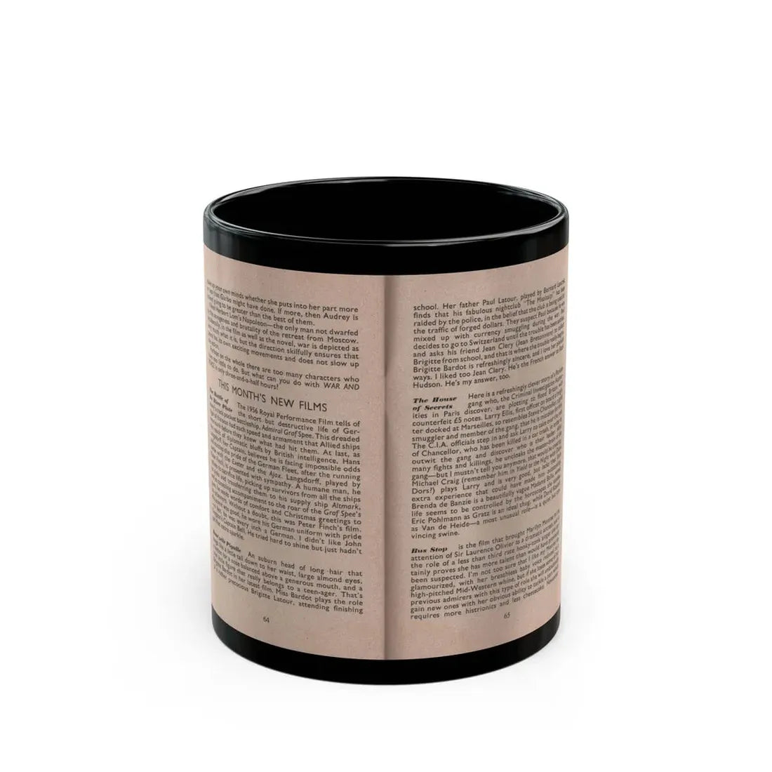 Sheree North #179 - Pages 65 & 66 from 66 PHOTOGRAPHS OF Sheree NORTH U.K. Pocket Mag. (Vintage Female Icon) Black Coffee Mug 11oz - Go Mug Yourself