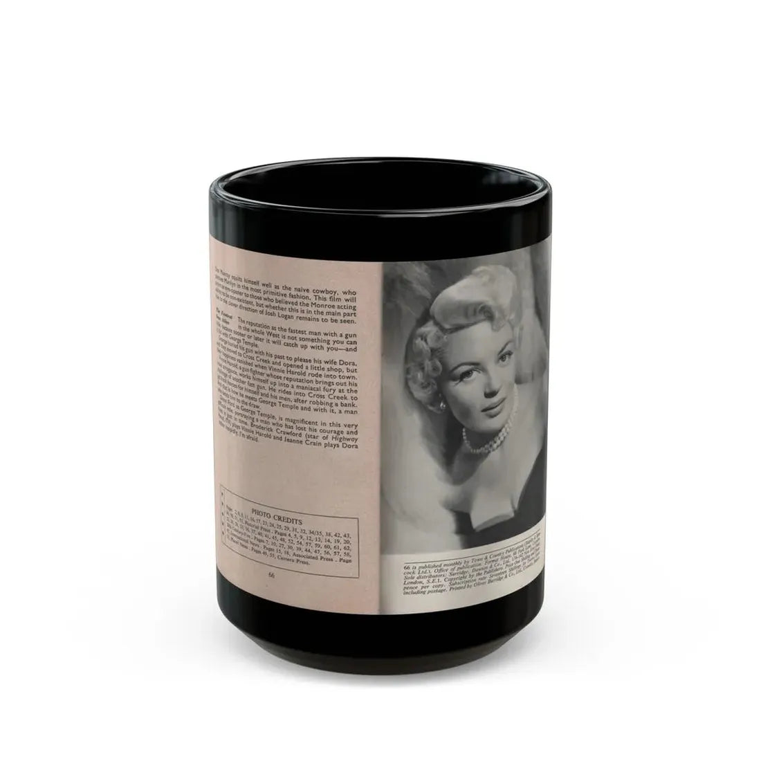 Sheree North #180 - Pages 67 & 68 from 66 PHOTOGRAPHS OF Sheree NORTH U.K. Pocket Mag. (Vintage Female Icon) Black Coffee Mug 15oz - Go Mug Yourself