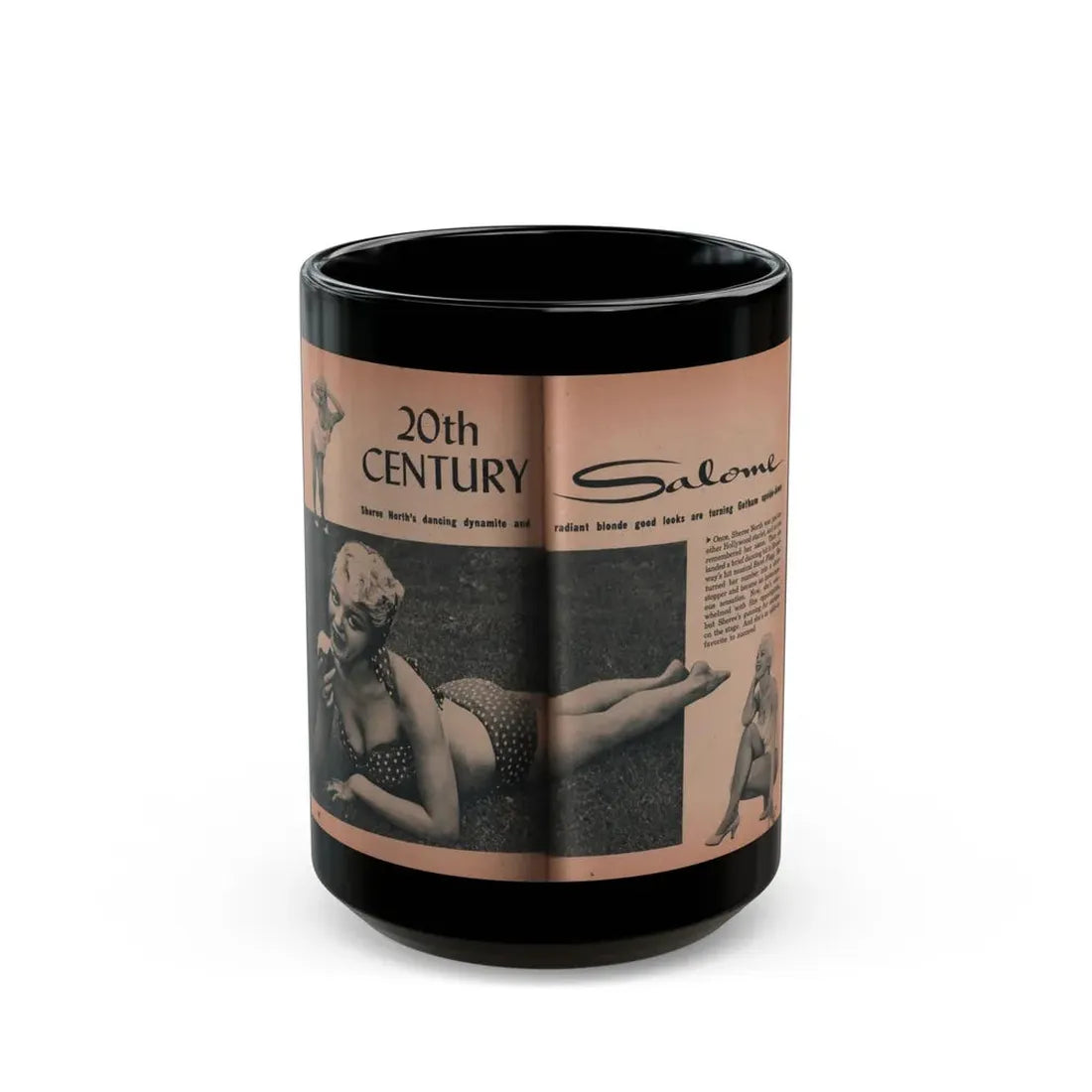 Sheree North #195 - Pages 1 & 2 of 6 with, 2 B&W Photos & Article from EYE Digest Mag. Oct. 53 (Vintage Female Icon) Black Coffee Mug 15oz - Go Mug Yourself