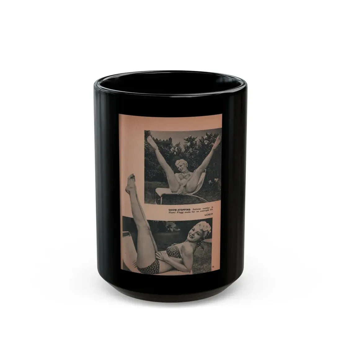 Sheree North #197 - Pages 4 & 5 of 6 with, 3 B&W Photos & Captions from EYE Digest Mag. Oct. 53 (Vintage Female Icon) Black Coffee Mug 15oz - Go Mug Yourself