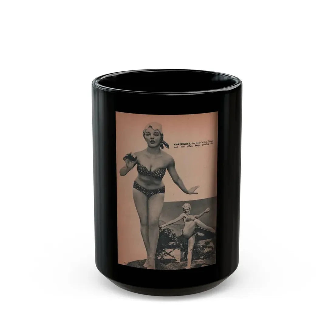 Sheree North #198 - Pages 5 & 6 of 6 with, 4 B&W Photos & Captions from EYE Digest Mag. Oct. 531 (Vintage Female Icon) Black Coffee Mug 15oz - Go Mug Yourself