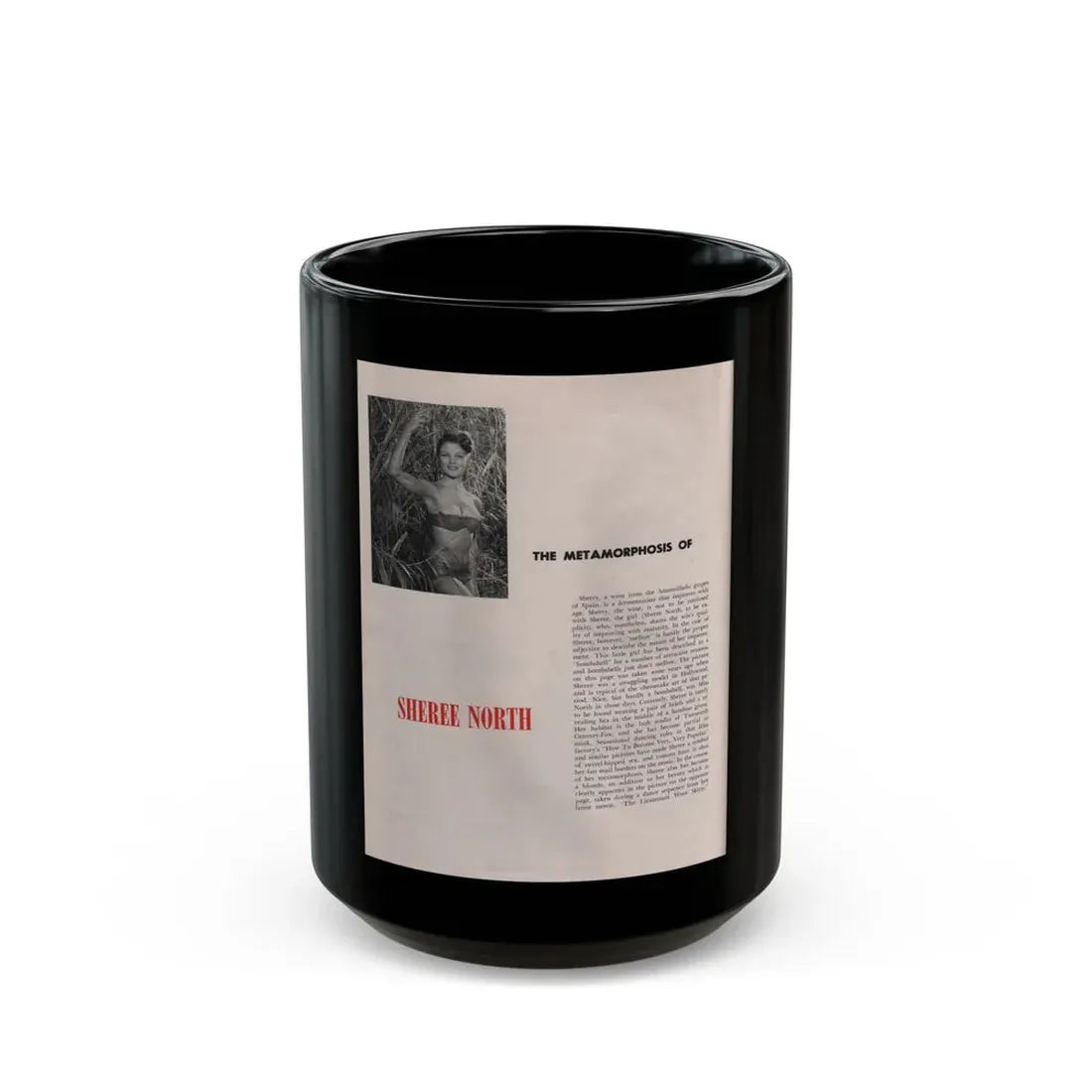 Sheree North #276 - Escapade Mag. Feb. '56 - 1 Small B&W Photo & Article (Vintage Female Icon) Black Coffee Mug 15oz - Go Mug Yourself