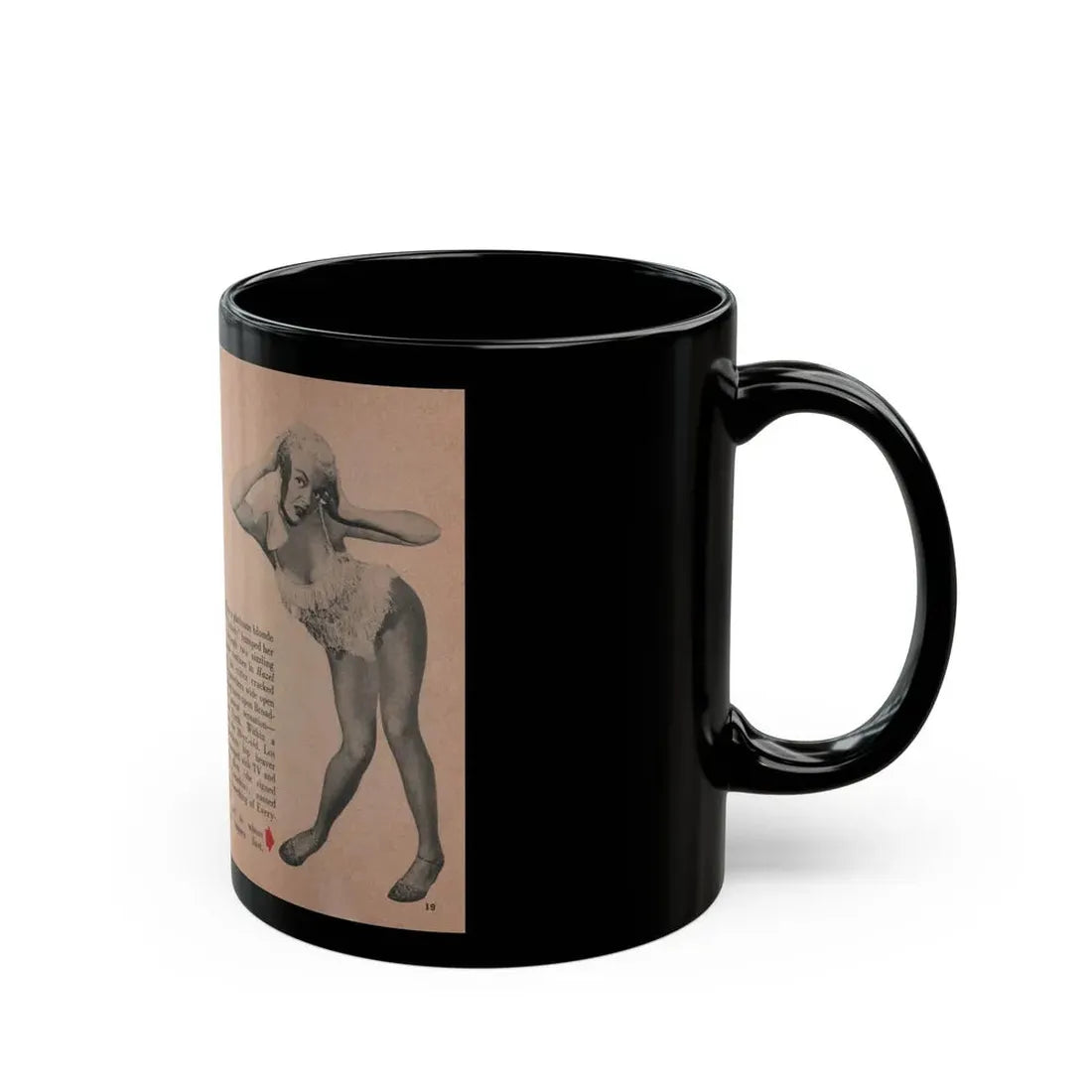 Sheree North #284 - Show Pocket Mag. Nov. '53 - 2 B&W Photos & Article (Vintage Female Icon) Black Coffee Mug - Go Mug Yourself