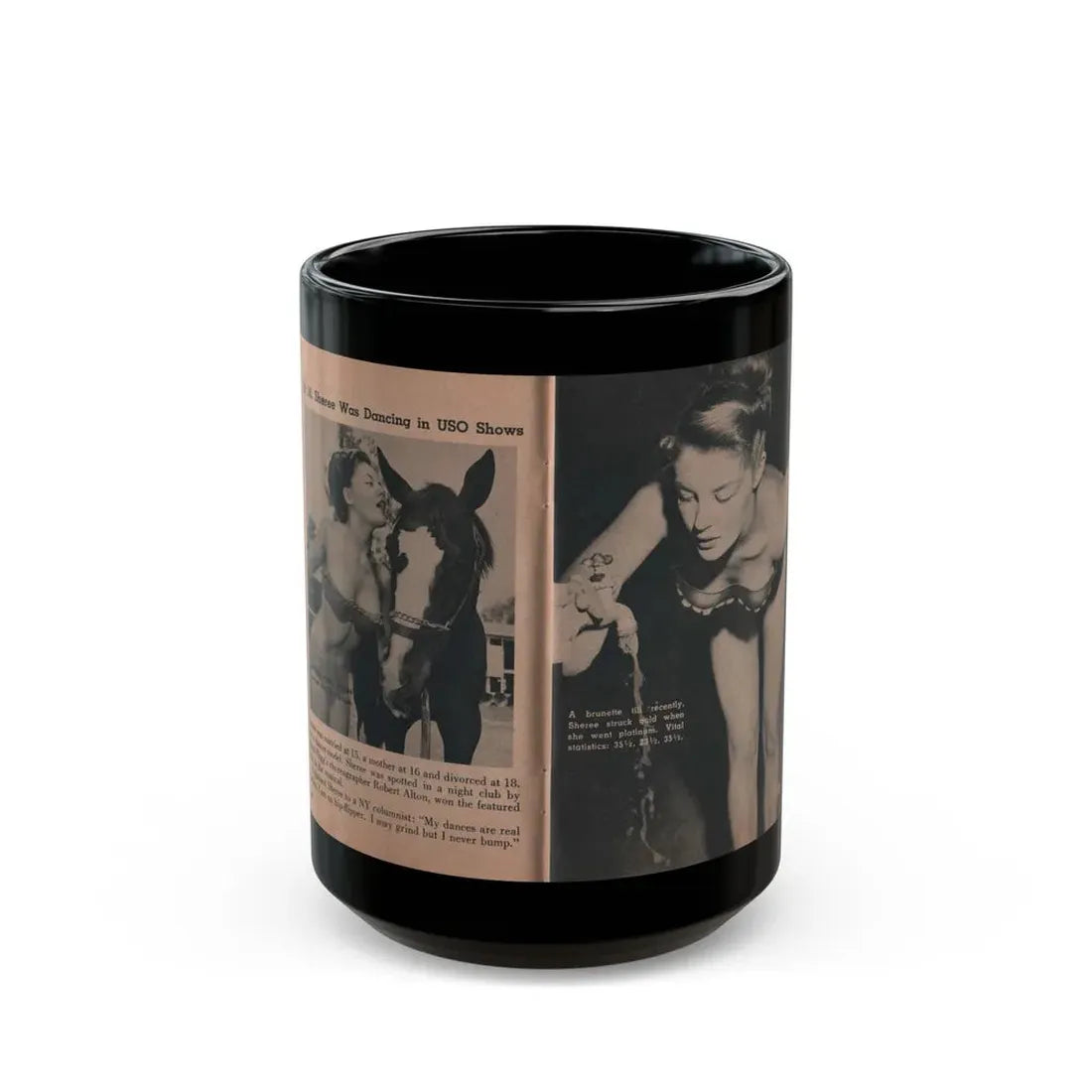 Sheree North #285 - Show Pocket Mag. Nov. '53 - 2 B&W Photos & Article Continued (Vintage Female Icon) Black Coffee Mug 15oz - Go Mug Yourself